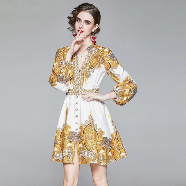 spring vintage floral print puff long sleeve shirt dress women elegant deep v neck button runway dresses robe casual, Black;gray
spring vintage floral print puff long sleeve shirt dress women elegant deep v neck button runway dresses robe casual, Black;gray