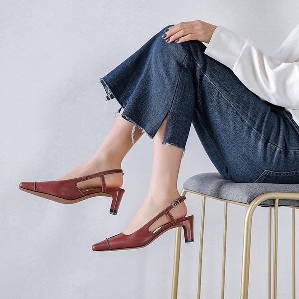 sandals 2021 summer trend square head women's shoes full leather low heel, Black 
sandals 2021 summer trend square head women's shoes full leather low heel, Black