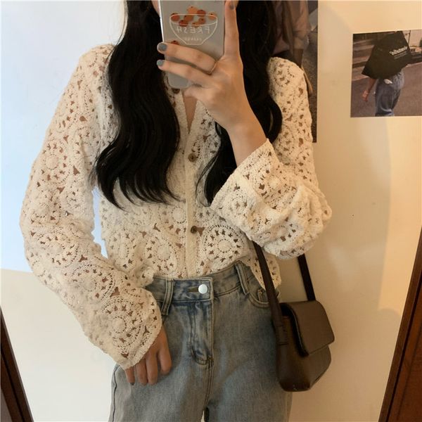 blouses hollow out full sleeves hook flowers stylish cardigans thin women lace sweet korean lady chic blouses, White
blouses hollow out full sleeves hook flowers stylish cardigans thin women lace sweet korean lady chic blouses, White