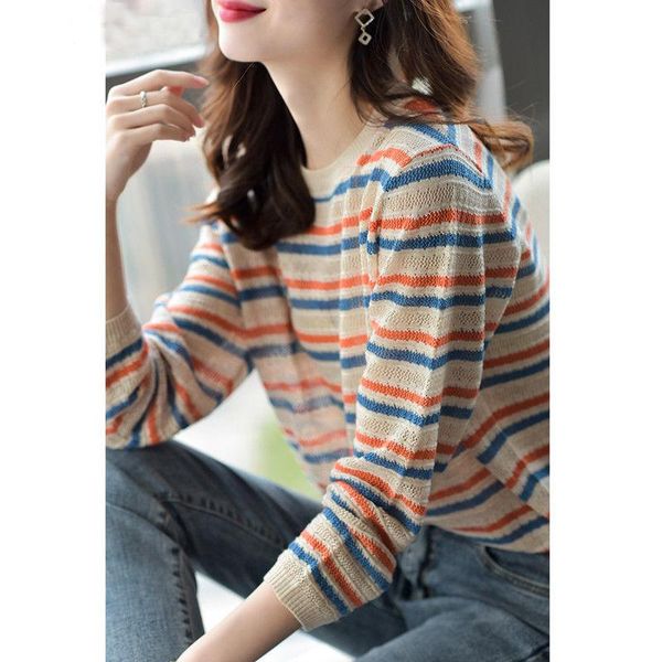 women's sweaters women 's loose hollow-out thin striped sweater color contrast patchwork top, White;black
women's sweaters women 's loose hollow-out thin striped sweater color contrast patchwork top, White;black