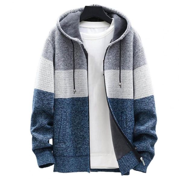 men's sweaters men hooded coat color block knitted autumn winter thicken plush lining warm cardigan sweater for office, White;black
men's sweaters men hooded coat color block knitted autumn winter thicken plush lining warm cardigan sweater for office, White;black