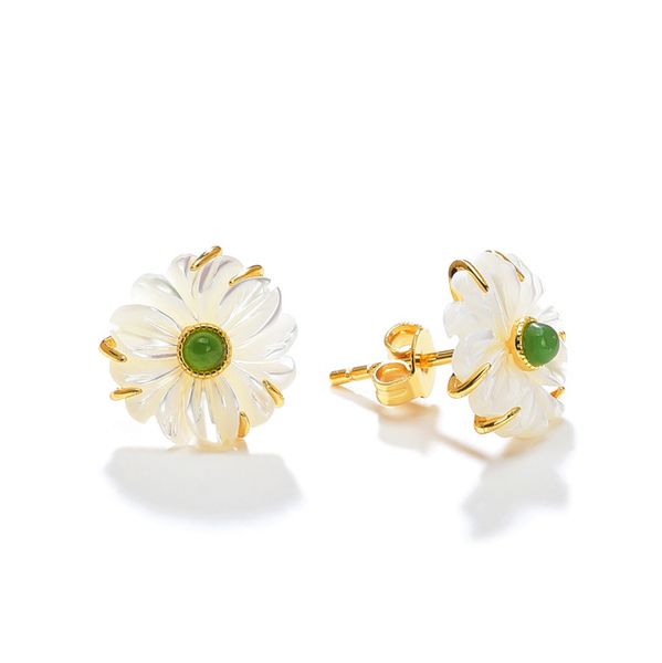 natural stone jade mother of pearl earrings 925 sterling silver daisy flower stud earring studs fine jewelry for women, Golden;silver
natural stone jade mother of pearl earrings 925 sterling silver daisy flower stud earring studs fine jewelry for women, Golden;silver