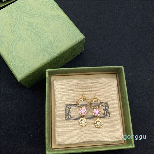 luxury- full diamond flower charm earrings double letter crystal earring floral designer pendant studs eardrop with stamps gift box, Golden
luxury- full diamond flower charm earrings double letter crystal earring floral designer pendant studs eardrop with stamps gift box, Golden