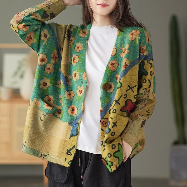 women's knits & tees 21 sweaters women autumn spring vintage print loose pockets v-neck collar single-breasted female mink cashmere car, White
women's knits & tees 21 sweaters women autumn spring vintage print loose pockets v-neck collar single-breasted female mink cashmere car, White