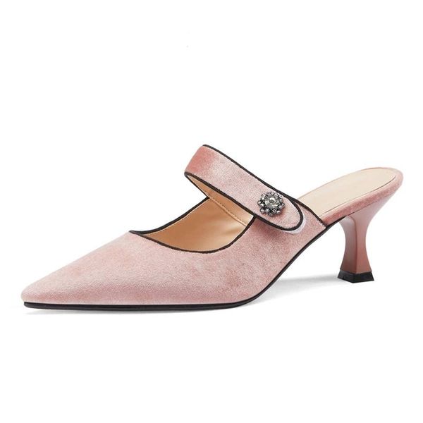 big size golden velvet pointed toe high heels metal fasteners noble gentlewomen slip on mules sandals women l2f2 dress shoes, Black
big size golden velvet pointed toe high heels metal fasteners noble gentlewomen slip on mules sandals women l2f2 dress shoes, Black