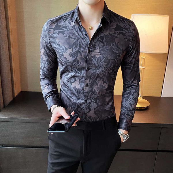 british style shirts for men autumn long sleeve business casual dress shirt chemise homme slim fit streetwear floral blouse 210527, White;black
british style shirts for men autumn long sleeve business casual dress shirt chemise homme slim fit streetwear floral blouse 210527, White;black