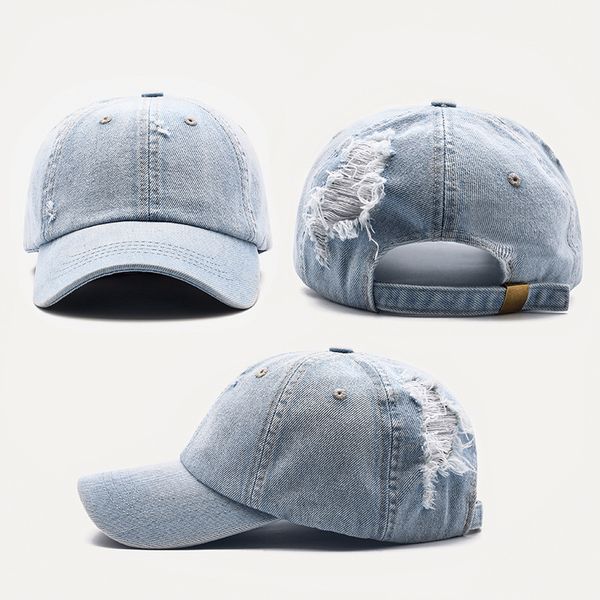 fashion hole baseball cap make old washed cowboy baseball cap designer personality glossy cap, Blue;gray
fashion hole baseball cap make old washed cowboy baseball cap designer personality glossy cap, Blue;gray