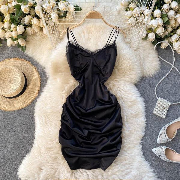 women dress v neck sleevekess backless slim dresses summer korean ruched spaghetti strap short casual, Black;gray
women dress v neck sleevekess backless slim dresses summer korean ruched spaghetti strap short casual, Black;gray
