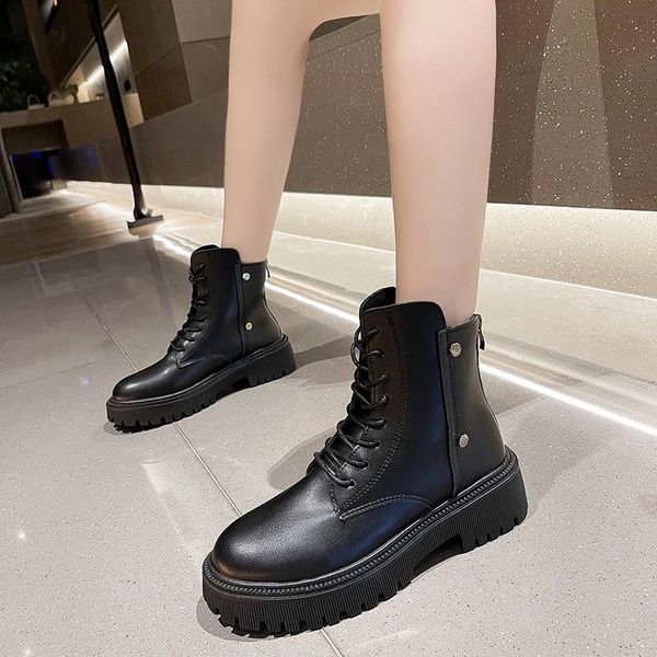 boots fashion women's back zipper 2021 winter thick-soled lacing casual round toe solid color short, Black
boots fashion women's back zipper 2021 winter thick-soled lacing casual round toe solid color short, Black
