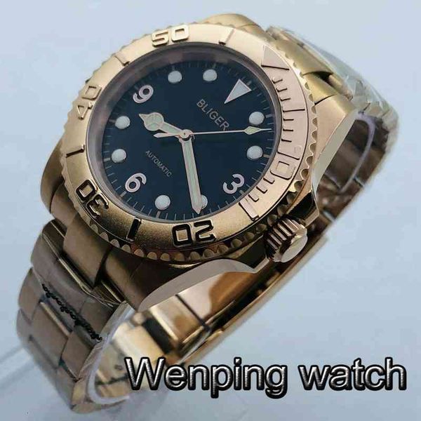 40mm rose gold case bliger stainless steel bezel sapphire glass date lightweight waterproof men automatic clock luxury poison, Slivery;brown
40mm rose gold case bliger stainless steel bezel sapphire glass date lightweight waterproof men automatic clock luxury poison, Slivery;brown