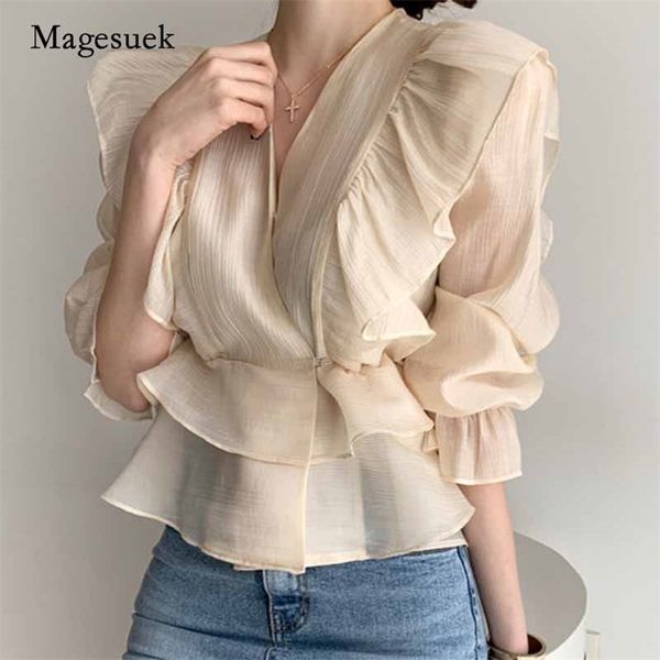 spring vintage chiffon blouse women ruffled v-neck solid woman's shirt sweet long sleeve female blouses 10334 210512, White
spring vintage chiffon blouse women ruffled v-neck solid woman's shirt sweet long sleeve female blouses 10334 210512, White