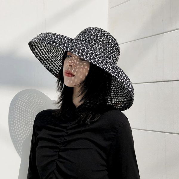 wide brim hats summer black hollow straw hat women retro hepburn outdoor big sun 2021 lady spring elegant casual travel shade cap, Blue;gray
wide brim hats summer black hollow straw hat women retro hepburn outdoor big sun 2021 lady spring elegant casual travel shade cap, Blue;gray