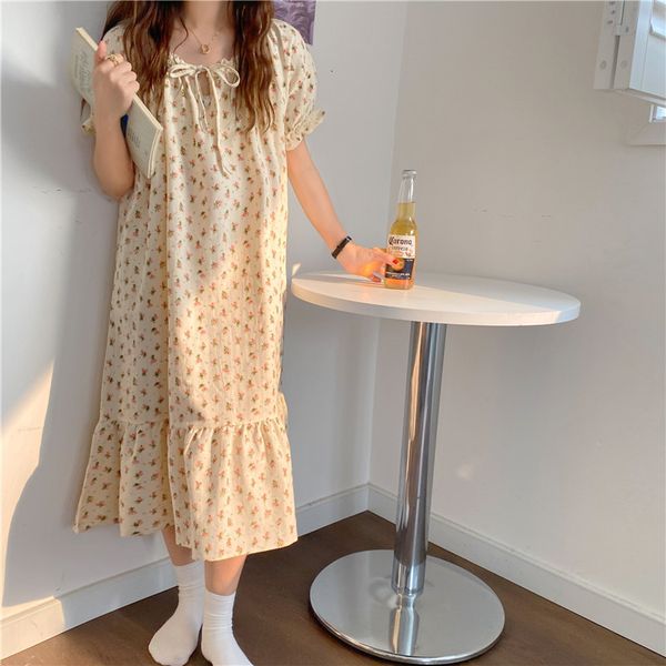 casual dresses 2021 printed all match romance florals summer short sleeves homerwear sweet gentle loose night pajamas mw21, Black;gray
casual dresses 2021 printed all match romance florals summer short sleeves homerwear sweet gentle loose night pajamas mw21, Black;gray