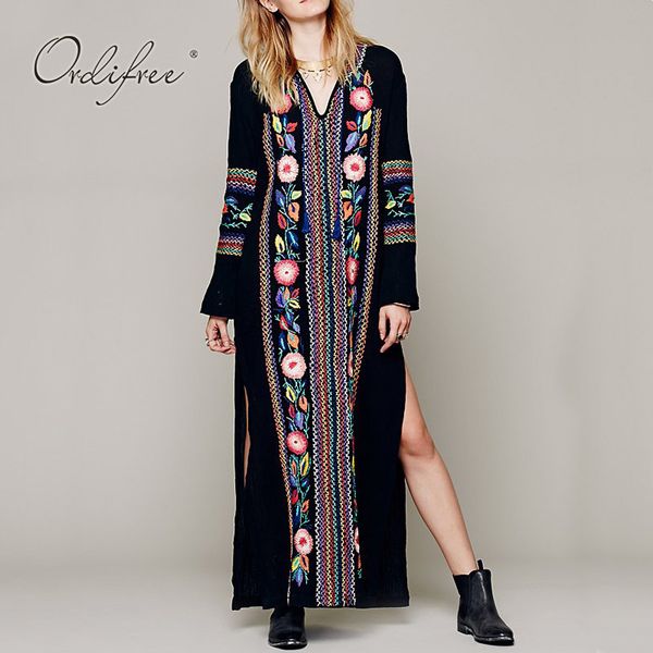 summer boho women maxi sleeve vintage floral embroidery long beach dress robe femme 210415, Black;gray
summer boho women maxi sleeve vintage floral embroidery long beach dress robe femme 210415, Black;gray