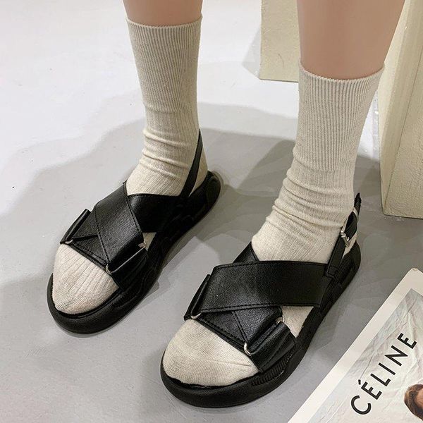 slippers women flat pu leather fish mouth rome sandals fashoin round head low heel casual cross open toe female slides, Black
slippers women flat pu leather fish mouth rome sandals fashoin round head low heel casual cross open toe female slides, Black