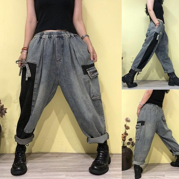 jeans upper level 2021 shred slices of women streetwear denim harem capris club punk pants leisure a577, Blue
jeans upper level 2021 shred slices of women streetwear denim harem capris club punk pants leisure a577, Blue