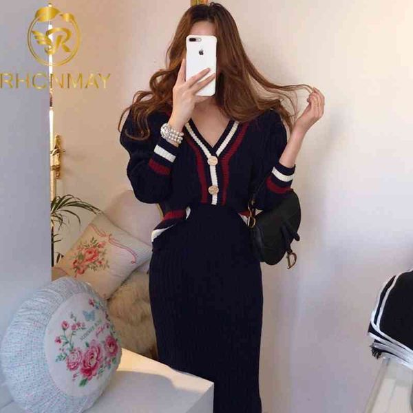 two piece set women korean autumn and winter v-neck bordered contrast color knitted sweater + high waist bodycon skirt 210407, White
two piece set women korean autumn and winter v-neck bordered contrast color knitted sweater + high waist bodycon skirt 210407, White