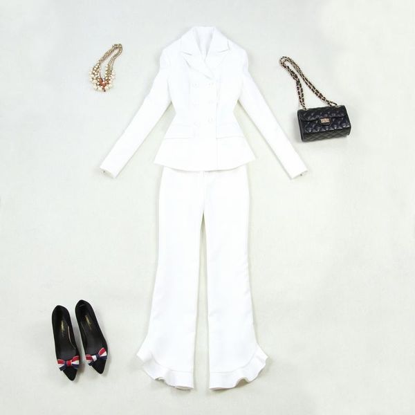 women's suits & blazers suit blazer set costume business ladies 2021 autumn winter stretch white double-breasted ruffled flared pants, White;black
women's suits & blazers suit blazer set costume business ladies 2021 autumn winter stretch white double-breasted ruffled flared pants, White;black