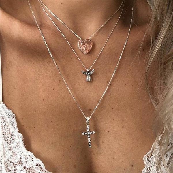pendant necklaces 3 pcs/set romantic pink crystal heart angel cross silver color necklace set beautiful valentines day gift
pendant necklaces 3 pcs/set romantic pink crystal heart angel cross silver color necklace set beautiful valentines day gift