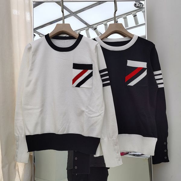 autumn new tb style round neck long sleeve color matching four bars show thin and versatile, wearing bottomed knitted sweater top, White
autumn new tb style round neck long sleeve color matching four bars show thin and versatile, wearing bottomed knitted sweater top, White