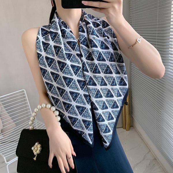 scarves geometric printing 90cm square scarf office lady small silk woman bandana shawl turban female stole warm neckerchief, Blue;gray
scarves geometric printing 90cm square scarf office lady small silk woman bandana shawl turban female stole warm neckerchief, Blue;gray