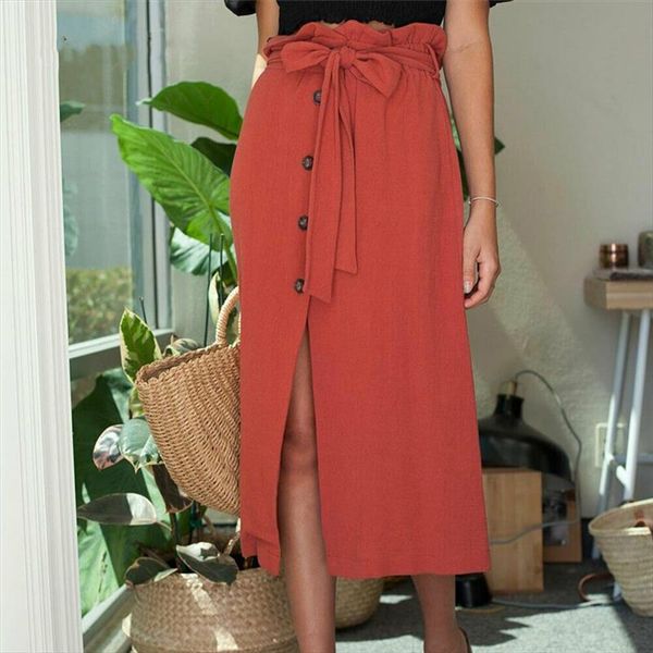 fashion button down arrival summer women skirts a line bandage front slit midi skirt ladies high waist, Black
fashion button down arrival summer women skirts a line bandage front slit midi skirt ladies high waist, Black