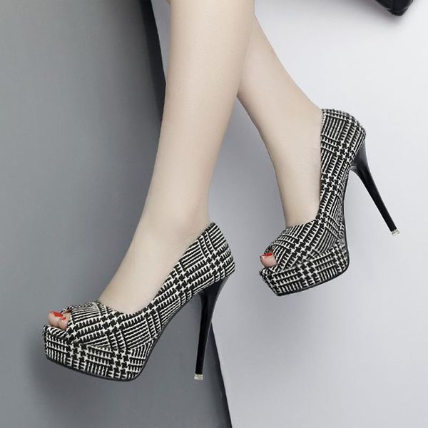 dress shoes fashion grid women pumps peep toe high heels 12cm summer woman platform ol singles wedding, Black
dress shoes fashion grid women pumps peep toe high heels 12cm summer woman platform ol singles wedding, Black