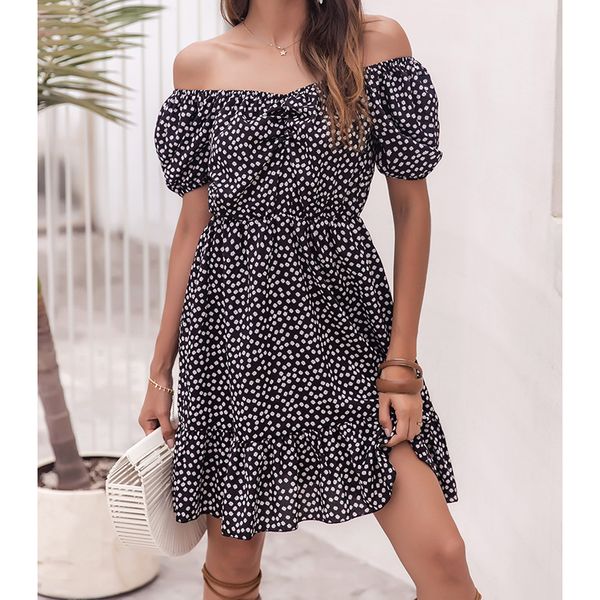 europe and america cross border foreign trade womens clothing fashion off-shoulder printed dress, White;black
europe and america cross border foreign trade womens clothing fashion off-shoulder printed dress, White;black