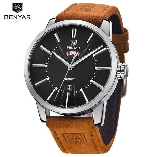 wristwatches benyar sport men's watches men quartz male clock man army military leather wrist mens watch relogio masculino 2021, Slivery;brown
wristwatches benyar sport men's watches men quartz male clock man army military leather wrist mens watch relogio masculino 2021, Slivery;brown