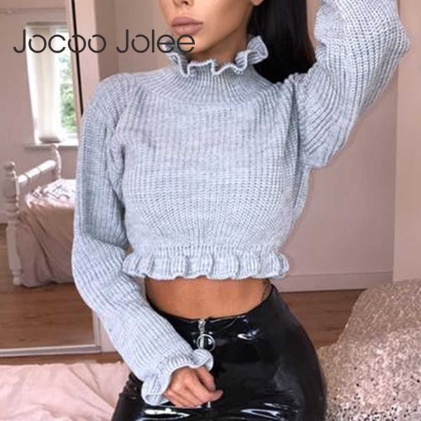 jocoo jolee turtleneck sweaters autumn winter ruffled crop long sleeve solid pull jumper fashionable knitted pullover 210619, White;black
jocoo jolee turtleneck sweaters autumn winter ruffled crop long sleeve solid pull jumper fashionable knitted pullover 210619, White;black