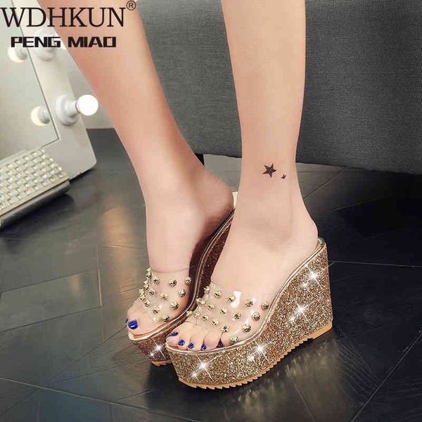 sandals women rivets transparent peep toe high heels fashion ladies glitter platform wedges summer slides vt7m, Black
sandals women rivets transparent peep toe high heels fashion ladies glitter platform wedges summer slides vt7m, Black