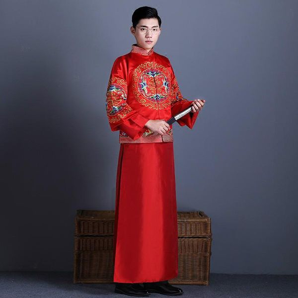 ethnic clothing chiense style wedding bridegroom vintage men costume suzhou embroidery marriage suit oriental tang cheongsam for, Red
ethnic clothing chiense style wedding bridegroom vintage men costume suzhou embroidery marriage suit oriental tang cheongsam for, Red