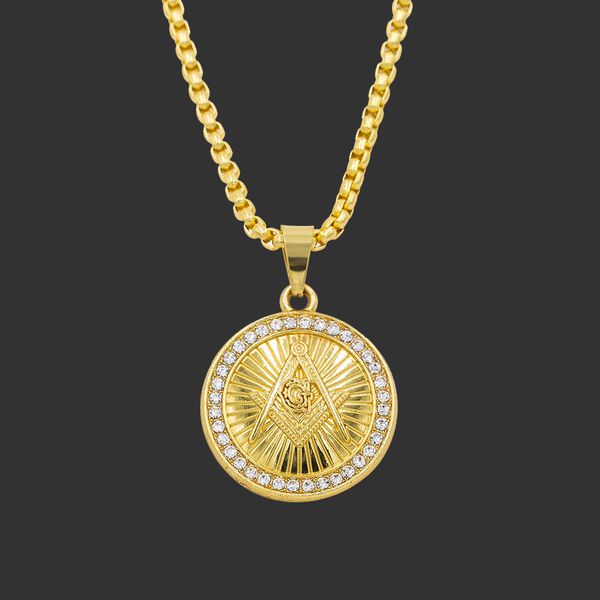 amulet neck pendants men's personality diamond inlaid masonic round brand pendant domineering and women's hip-hop street dance nec, Silver
amulet neck pendants men's personality diamond inlaid masonic round brand pendant domineering and women's hip-hop street dance nec, Silver