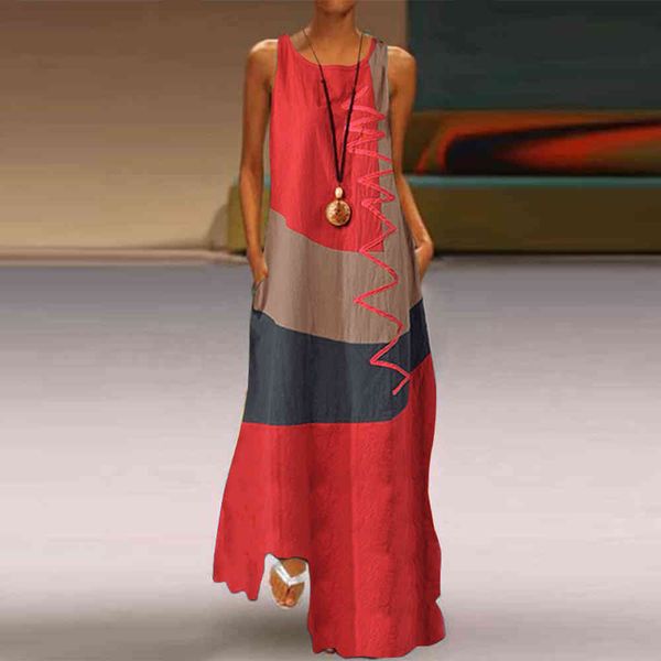 dresses vintage color stitching maxi women's summer sun casual sleeveless tank vestidos female o neck robe femme, Black;gray
dresses vintage color stitching maxi women's summer sun casual sleeveless tank vestidos female o neck robe femme, Black;gray