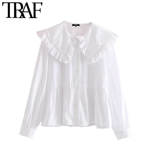 traf women sweet fashion with peter pan collar ruffled blouses vintage long sleeve button-up female shirts chic 210719, White
traf women sweet fashion with peter pan collar ruffled blouses vintage long sleeve button-up female shirts chic 210719, White