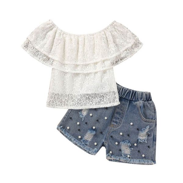 kids clothing sets girls outfits baby clothes children suit childrens summer short sleeve hole denim pearl shorts 2pcs b6743, White
kids clothing sets girls outfits baby clothes children suit childrens summer short sleeve hole denim pearl shorts 2pcs b6743, White