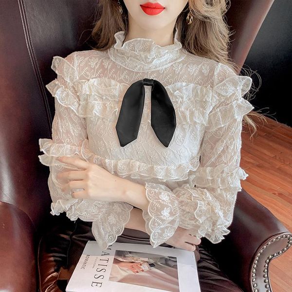 women's blouses & shirts blouse women autumn 2021 office lady korea style long sleeve lace solid stand neck straight blusas womens and, White
women's blouses & shirts blouse women autumn 2021 office lady korea style long sleeve lace solid stand neck straight blusas womens and, White