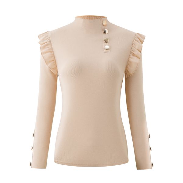 women's knits plus size autumn winter women blouse long sleeve knitwear rib ruffle buttons blouse basic shirt, White
women's knits plus size autumn winter women blouse long sleeve knitwear rib ruffle buttons blouse basic shirt, White