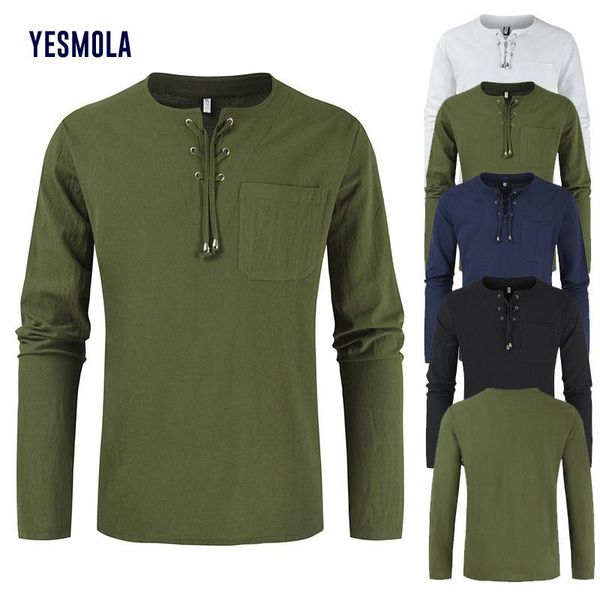 men's casual shirts yesmola summer long sleeves clothing for men t-shirt sport lace up blouse fashionable soild breathable, White;black
men's casual shirts yesmola summer long sleeves clothing for men t-shirt sport lace up blouse fashionable soild breathable, White;black