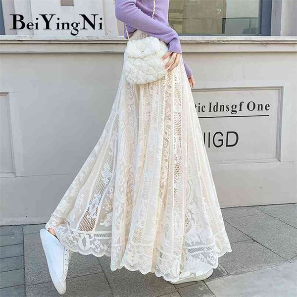 lace midi skirt woman solid color hollow out maxi long black skirts womens pleated korean high waist jupe saias lining 210506
lace midi skirt woman solid color hollow out maxi long black skirts womens pleated korean high waist jupe saias lining 210506