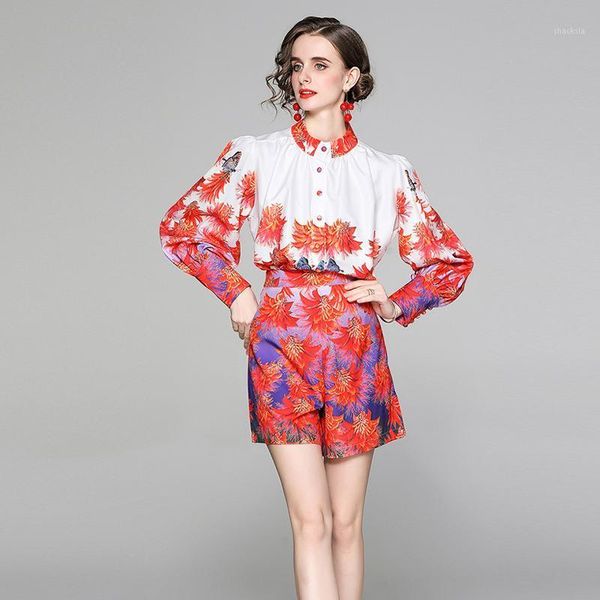 women's tracksuits summer suit french retro stand collar printed long sleeve blouse+high waist wide leg shorts sets female x010, Gray
women's tracksuits summer suit french retro stand collar printed long sleeve blouse+high waist wide leg shorts sets female x010, Gray