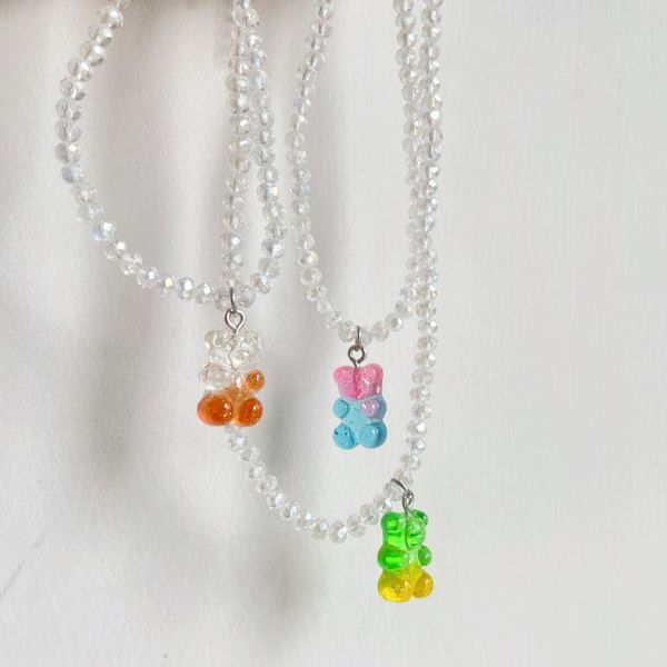 pendant necklaces korean vintage transparent crystal bead necklace colorful gradient bear for women fashion jewelry 90s gifts, Silver
pendant necklaces korean vintage transparent crystal bead necklace colorful gradient bear for women fashion jewelry 90s gifts, Silver