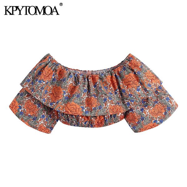 women fashion floral print ruffled cropped blouses vintage elastic neck puff sleeve female shirts blusas chic 210416, White
women fashion floral print ruffled cropped blouses vintage elastic neck puff sleeve female shirts blusas chic 210416, White