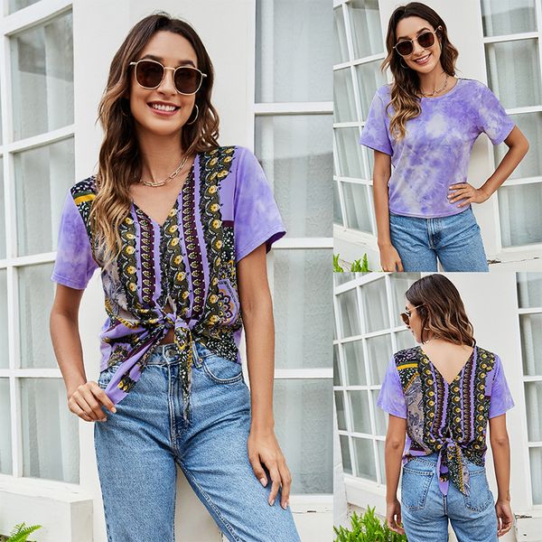 ins summer new fashion pullover womens tie-dyed multicolor printing v-neck t-shirt personality double-sided round neck t-shirt, White
ins summer new fashion pullover womens tie-dyed multicolor printing v-neck t-shirt personality double-sided round neck t-shirt, White