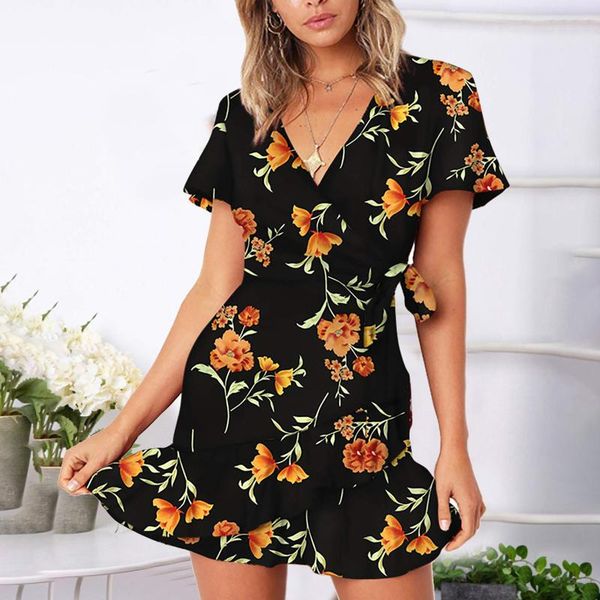 casual dresses floral print mini dress women's summer short-sleeved v-neck lace-up ruffle short beach robe femme #g3, Black;gray
casual dresses floral print mini dress women's summer short-sleeved v-neck lace-up ruffle short beach robe femme #g3, Black;gray