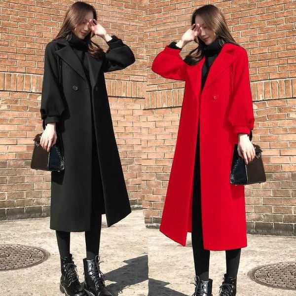 women's wool & blends 2021 autumn and winter woolen coat ladies plus size windbreaker long over the knee loose thick, Black
women's wool & blends 2021 autumn and winter woolen coat ladies plus size windbreaker long over the knee loose thick, Black
