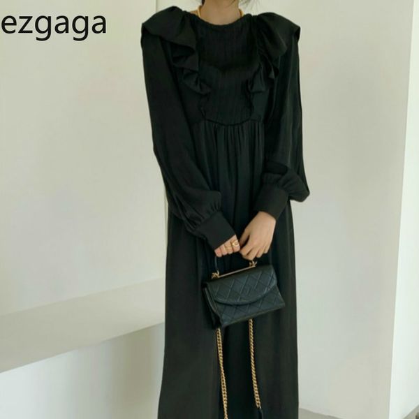 ezgaga elegant dress women spring o-neck casual high waist loose solid ruffled korean office lady dress chic vestidos 210430, Black;gray
ezgaga elegant dress women spring o-neck casual high waist loose solid ruffled korean office lady dress chic vestidos 210430, Black;gray