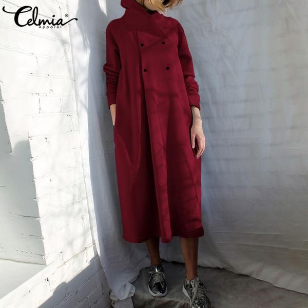 celmia winter dress robe women turtleneck vintage sweatshirt dresses plus size solid buttons casual pockets long vestidos, Black;gray
celmia winter dress robe women turtleneck vintage sweatshirt dresses plus size solid buttons casual pockets long vestidos, Black;gray