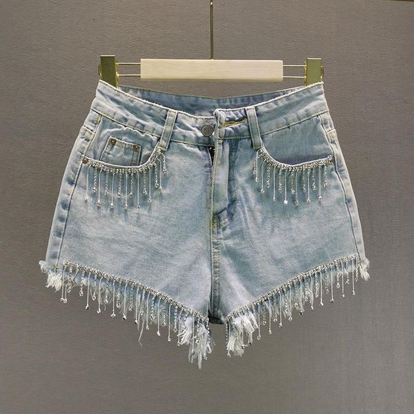 women's jeans beading tassel denim women shorts club style solid wide leg female quality, Blue
women's jeans beading tassel denim women shorts club style solid wide leg female quality, Blue