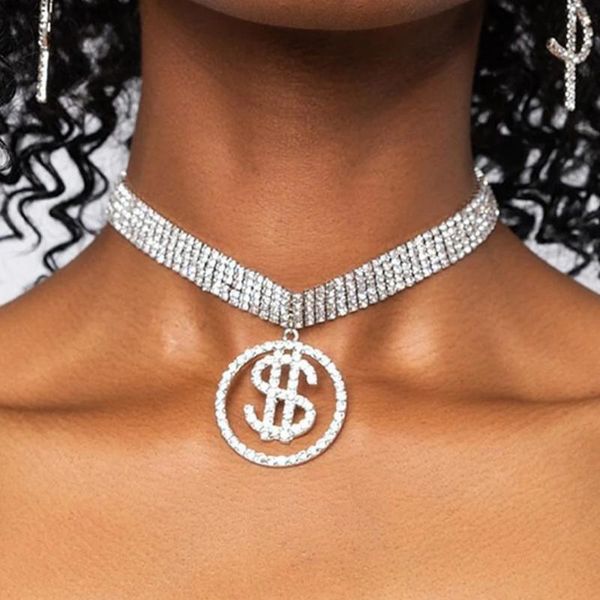 chokers multi-layers rhinestone big dollar money sign pendant necklace hip hop jewelry for women crystal clavicle chain choker, Golden;silver
chokers multi-layers rhinestone big dollar money sign pendant necklace hip hop jewelry for women crystal clavicle chain choker, Golden;silver